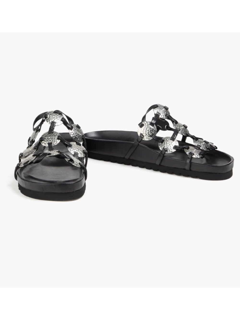 STAUD Pucky Slide Sandal in Black leather
